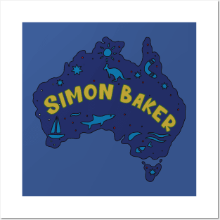 AUSSIE MAP SIMON BAKER Posters and Art